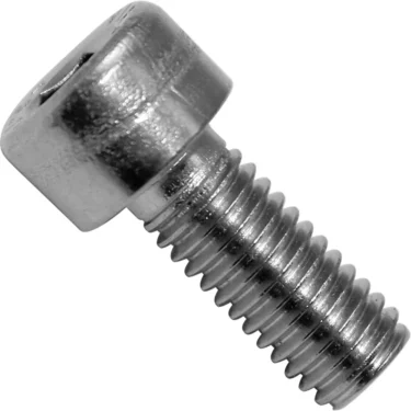 A close-up of the Bezzera 7816001 Grouphead Bell Screw TCEI M5X12 UNI5931 A2, showing its threaded body and cylindrical head with a hexagonal Allen wrench recess. © 2025 1st-line.com