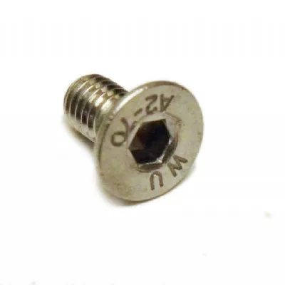 A close-up of the DISCONTINUED Lelit MC139 Dispersion Screen Allen Screw, featuring a hexagonal socket head marked with W U and A2-70, displayed against a white background. © 2025 1st-line.com