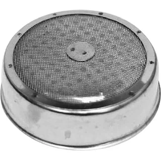 A close-up of the DISCONTINUED VBM FILTDCREGR Shower / Dispersion Screen, a fine metal mesh filter designed for espresso machines to evenly disperse water and filter coffee grounds. © 2025 1st-line.com