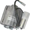 A close-up of the Elektra 00093035 110V Motor features a cylindrical metal body, attached wiring, a white label with specifications, and a side-mounted capacitor in a cylindrical casing. © 2025 1st-line.com