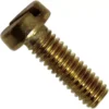 A close-up of the Elektra 00114035 Brass Shower Screen Screw M 4x12, featuring a slotted round head and threaded shaft, shown against a white background. © 2025 1st-line.com