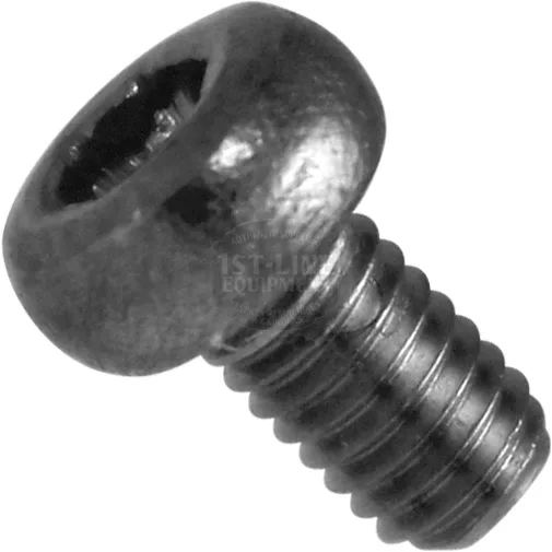 A close-up of the Elektra 03330035 Screw - M3X5, chrome, with a rounded socket head and threaded shaft, is shown against a white background. © 2025 1st-line.com