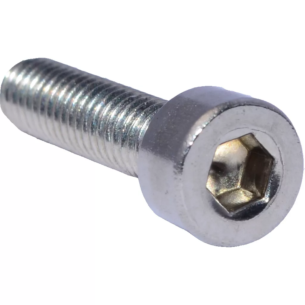 A close-up of the Elektra 04026035 Screw TCCE M4x16 - Nino, highlighting its threaded body and cylindrical head with a hexagonal recess designed for use in Elektra or Nino espresso machines. © 2025 1st-line.com