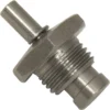 A close-up of the Lelit 9700015 1/4 Bleeder / Vacuum Breaker Valve, featuring a metal threaded body, cylindrical pin, and hexagonal flange, designed for mechanical or automotive use. © 2025 1st-line.com