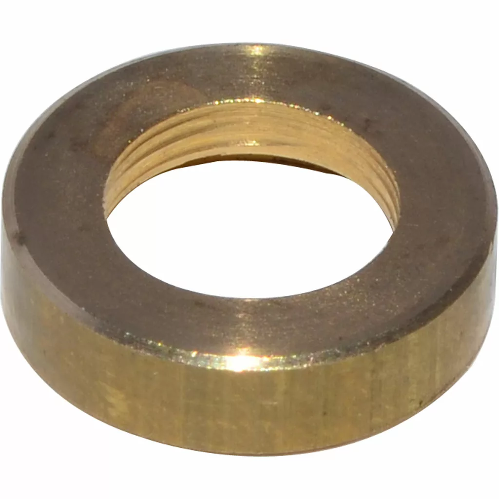 A close-up of the Magister 100115 Washer from Steam Valve to Knob for MS/ES Models, featuring a shiny brass finish, is shown on a white background. Designed for secure plumbing or mechanical fittings in steam valve assemblies. © 2025 1st-line.com