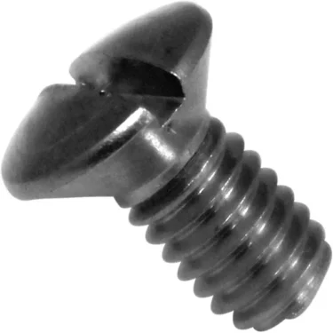 A close-up of the Ponte Vecchio Body Panel Screw for Export shows its flat head and threaded shaft angled on a white background—ideal for export applications. © 2025 1st-line.com