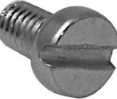 A close-up of the Rancilio 37030407 Screw M4x7, designed for securing grinding burrs in the Rancilio Rocky, showing its flat head and threaded shaft on a white background. © 2025 1st-line.com