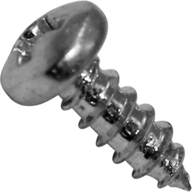 A close-up of the shiny Ascaso MI..55 Screw for Coffee Chute - I-Steel, featuring a Phillips head and partially threaded shank, angled on a plain white background, designed for Ascaso MI..55 espresso machines. © 2025 1st-line.com