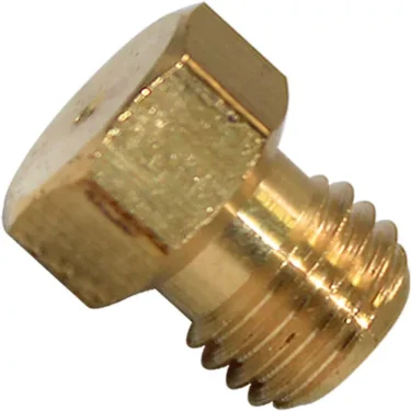 A close-up of the VBM RACCGIES7 Grouphead Gigleur, a brass hexagonal screw with a flat top and threaded body, commonly used in VBM machines, shown against a white background. © 2025 1st-line.com