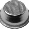A close-up photo of a Ponte Vecchio F4201 45mm 1-Cup Filter Basket with a textured, dimpled top and smooth sides, resembling a metal thimble for protecting fingers while sewing. © 2025 1st-line.com