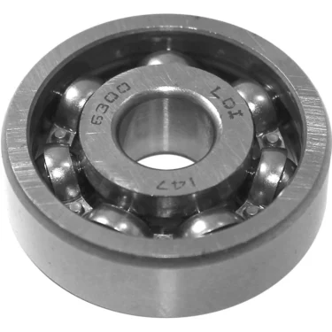 A close-up view of the Bezzera 7471801 Ball Bearing highlights its outer and inner rings with evenly spaced metal balls, featuring the number 6300 and other markings engraved on the inner ring. © 2025 1st-line.com