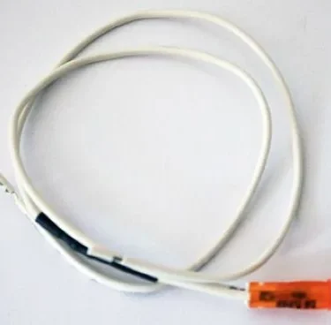 A coiled white electrical wire with a Bezzera 7633604 Orange Lamp 230/240V (compatible with 110V units) attached at one end, displayed on a plain white background. © 2025 1st-line.com