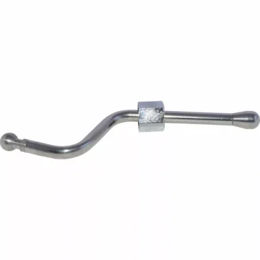 A metal gear shift lever with a curved shape, hexagonal collar, and rounded ends, resembling the sleek design of an Isomac 000680 Complete Cool Touch Steam Wand, isolated on a white background. © 2025 1st-line.com