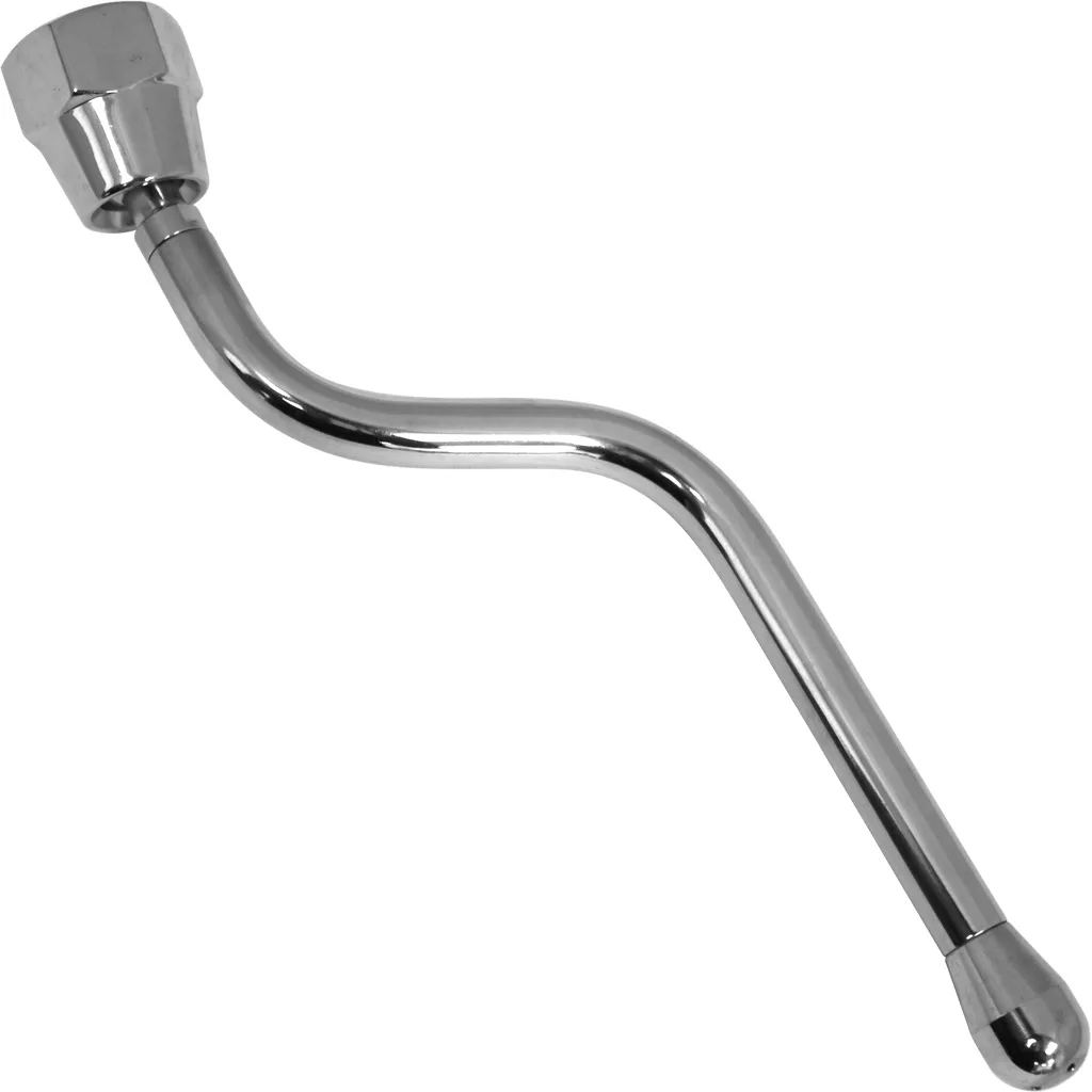 A metal tire valve extension with a bent, angled design and hex nut, built with precision comparable to the Orchestrale DNLANVAP No Burn, Cool Touch Steam Wand for Nota Espresso Machine, used to extend access to tire valve stems. © 2025 1st-line.com