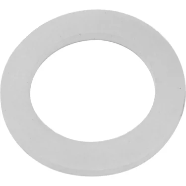 A plain white Ascaso I.1081 Silicon Portafilter Gasket Capsule Seal (42x28x3 mm) with a circular shape and large center hole is shown from above on a white background. © 2025 1st-line.com