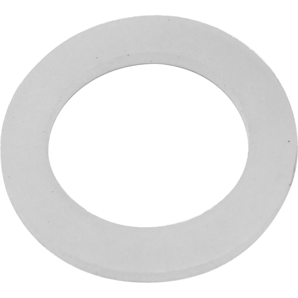 A plain white Ascaso I.1081 Silicon Portafilter Gasket Capsule Seal (42x28x3 mm) with a circular shape and large center hole is shown from above on a white background. © 2025 1st-line.com