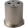 A professional cylindrical metal component, the Ascaso I.1214 Nickel Boiler for Professional, features a flat top with four holes and a flanged base with extra holes for mounting or connecting to other mechanical parts. © 2025 1st-line.com