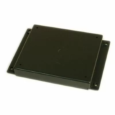 A rectangular black metal Bezzera 5373102 cover with a flat surface and four corner screw holes, designed for BZ02/BZ07 models to protect or access the heating element; also suitable as an electronic project box. © 2025 1st-line.com