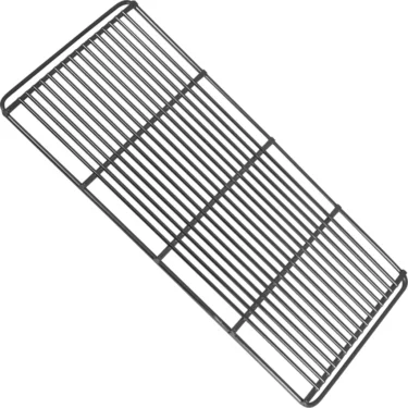 A rectangular metal cooling rack with evenly spaced parallel wires, shown angled on a white background, resembles the Ambiente VES0065 Espresso Drip Tray Grill - Vesuvius in style. © 2025 1st-line.com