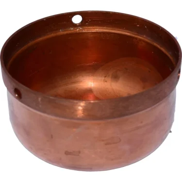 A round, deep copper Elektra 03957014 Cover for Boiler Safety Valve (for 2011+ Elektra Commercial models) with a smooth finish and small holes near the rim, shown from an overhead angle. © 2025 1st-line.com