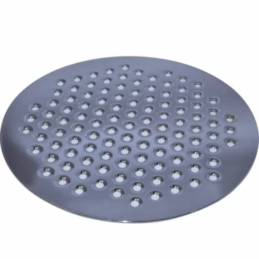 A round, flat chrome Elektra 02687021 Big Plate for Belle Epoque with evenly spaced holes, like a drain cover or strainer, shown against a white background. © 2025 1st-line.com