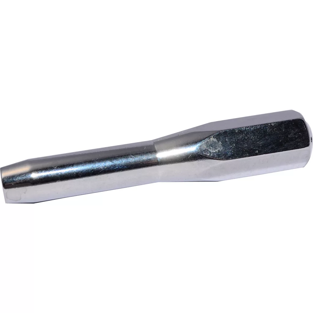 A shiny, metallic lug nut key with a hexagonal end—crafted with precision like the DISCONTINUED- Pasquini 1 Hole Steam Tip - Livietta T-2—used for installing and removing locking lug nuts on vehicle wheels. © 2025 1st-line.com