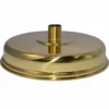 A shiny, round brass lamp cover with a central cylindrical opening, designed for traditional oil or kerosene lamps and featuring a highly polished finish similar to the Elektra 00573096 Large Brass Drip Tray Support. © 2025 1st-line.com
