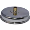 A shiny, round Elektra 00573097 Large Chrome Drip Tray Support with a central brass knob, viewed at a slight angle against a plain white background. © 2025 1st-line.com