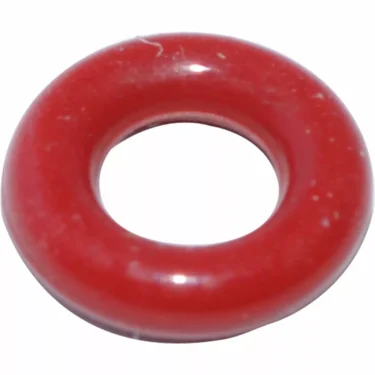 A shiny, round red Bezzera 7496090 O-ring for Anti-Bleeder/Vacuum Valve with a central hole, resembling a Lifesaver candy, is shown on a white background. © 2025 1st-line.com