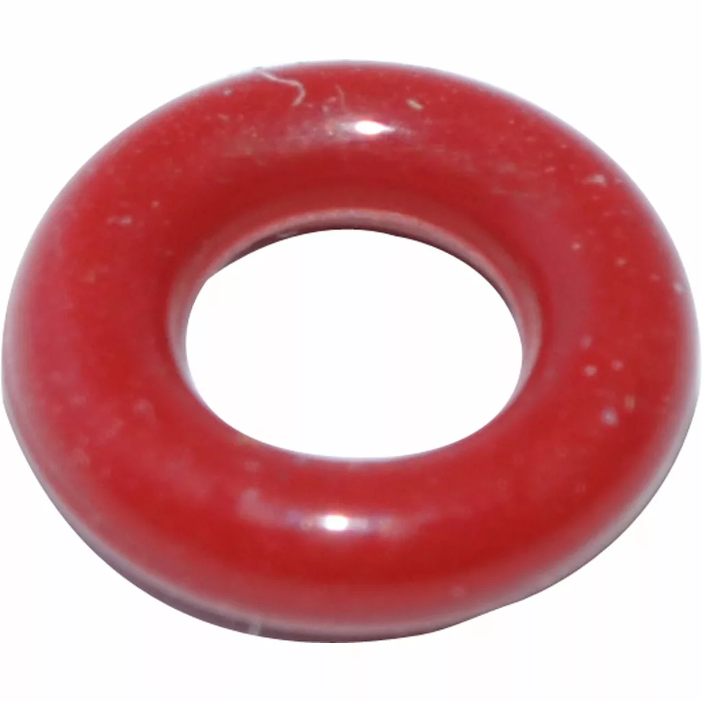 A shiny, round red Bezzera 7496090 O-ring for Anti-Bleeder/Vacuum Valve with a central hole, resembling a Lifesaver candy, is shown on a white background. © 2025 1st-line.com
