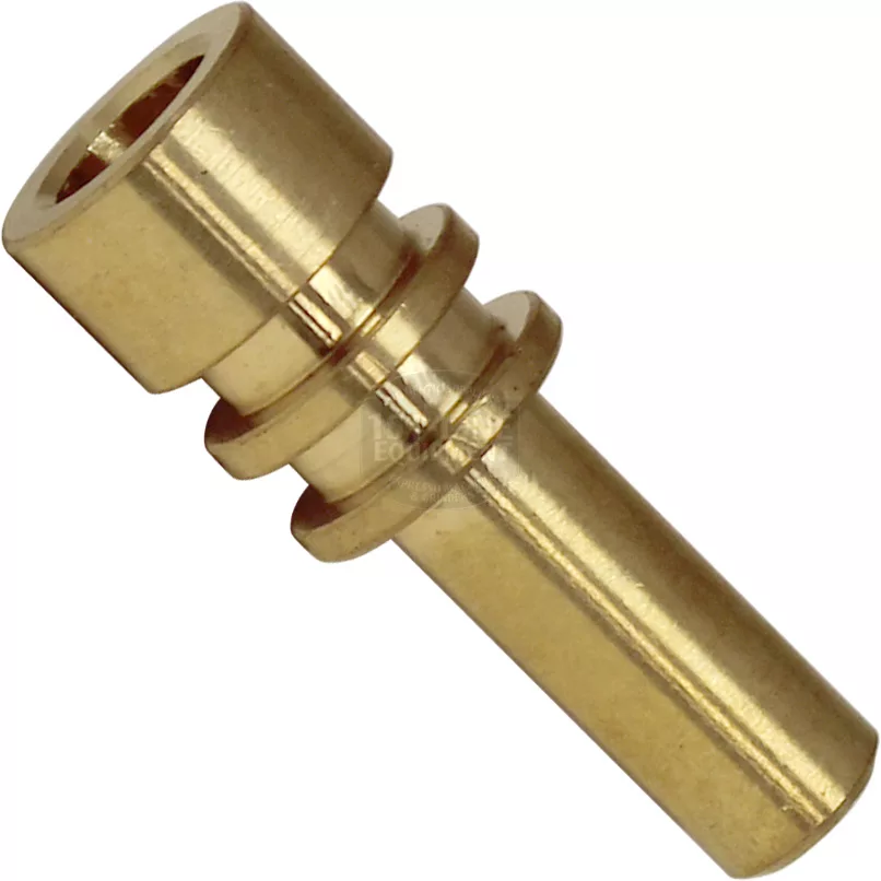 A single brass connector pin for the ECM P6003.5 Steam/Hot Water Valve Aperture QS, featuring a cylindrical body with two raised rings and a hollowed, slightly wider end, displayed on a white background. © 2025 1st-line.com