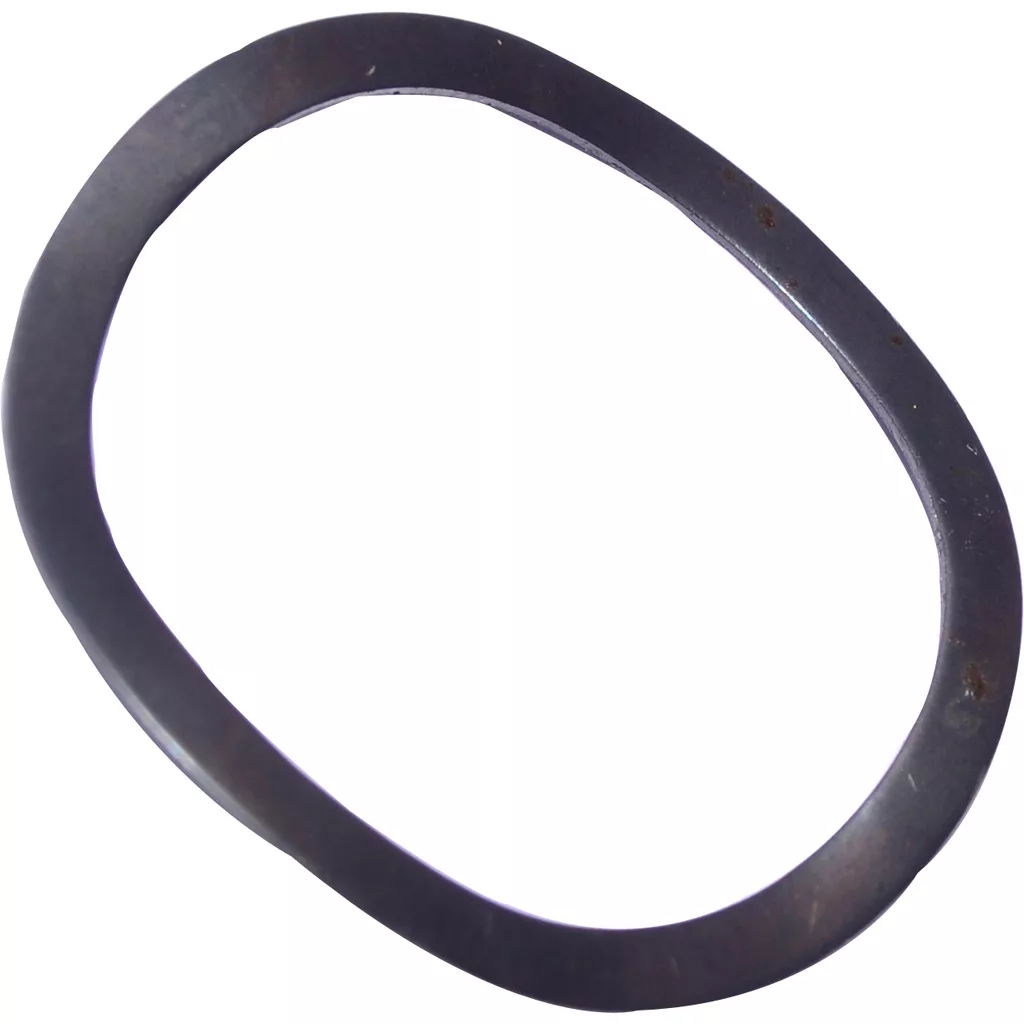 A slightly oval, dark metal snap (retaining) ring, the Mazzer S000ANA01 Lower Doser Gasket, is shown on a white background—compatible with Mazzer grinders. © 2025 1st-line.com