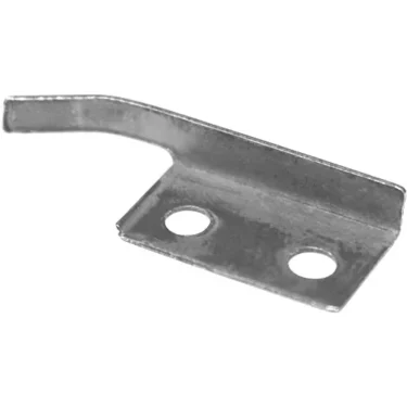 A small, flat metal bracket with two circular holes and an angled raised edge, designed as the Ascaso MI..50 Spring Clip for Doser Lever – I-1D, I-2D. © 2025 1st-line.com