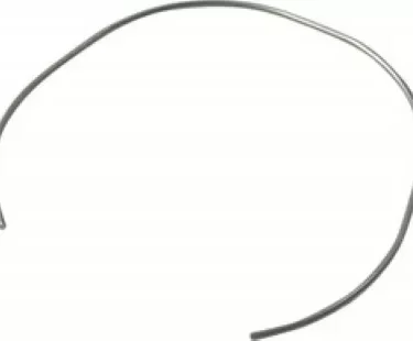 A thin, curved metal wire—an Ascaso I...65 57mm Filter Head Spring—bent into an incomplete circle, is displayed on a plain white background. © 2025 1st-line.com