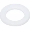 A white, flat, round plastic washer with a central hole, resembling the Bezzera 7479938 Gasket TF ╪ 10x6x1 for Mitica, viewed at an angle on a plain background. © 2025 1st-line.com
