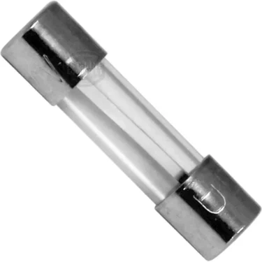 An Orchestrale Fuse - 250V, 20A - Nota with a cylindrical glass body and metal end caps is positioned diagonally on a white background. © 2025 1st-line.com