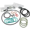 Assorted O-rings and seals from the Elektra 03082034 Gasket Kit for Extramaxi 3 group models 97, in black, green, red, and copper—some in clear bags—arranged on a white background. © 2025 1st-line.com
