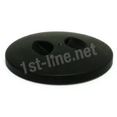 Black, round Mazzer SMI0COD01/QQQ Bean Hopper Cover / Lid made of plastic with two curved top indentations, shown on a white background. Light gray 1st-line.net text is overlaid at the center. © 2025 1st-line.com