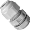 Close-up of a VBM FERMCAVPGD9 PG9 Clamp, a white plastic cable gland connector designed for securing and sealing cables entering electrical equipment. © 2025 1st-line.com