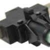 Close-up of an Ascaso MI.123 On/Off Switch—compatible with I-1, I-2, I-Mini, and I-Steel—in black plastic with a green plunger and two metal terminals. © 2025 1st-line.com