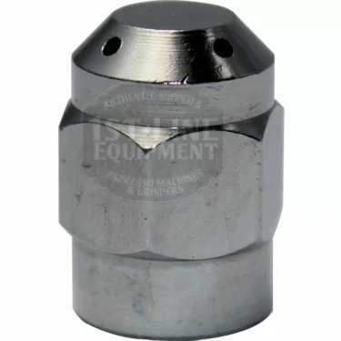 Close-up of the Ascaso CON328 Conti Steam Tip, 10mm thread, 20mm length—metal nozzle with hexagonal base and small holes, designed for espresso machines and grinders. Easy to install on compatible models. © 2025 1st-line.com