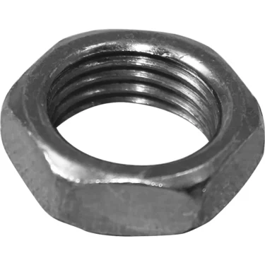 Close-up of the Ascaso I.1220 Boiler Nut - Steel Professional, a metallic hexagonal locknut with internal threading used to secure bolts or fasteners. © 2025 1st-line.com