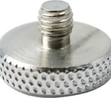 Close-up of the Ascaso I...77 Screw for Steam Wand on Ascaso Home Machines, featuring a knurled metal design with a flat, textured base and threaded shaft, ideal for secure attachment. © 2025 1st-line.com