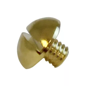 Close-up of the Elektra 01797026 Gold Grouphead Screw M 4x4 featuring a gold, dome-shaped, slotted head and a partially threaded shaft, isolated on a white background. © 2025 1st-line.com