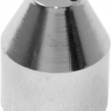 The 1st-line Steam Wand Tip - 2 hole is a shiny metal, cone-shaped tip with two small holes on its flat top. © 2025 1st-line.com