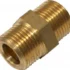 The Ascaso 3/8 M x 3/8 M Coupling Fitting features threaded brass ends and a hex center, perfect for connecting pipes or hoses on Ascaso machines. © 2025 1st-line.com