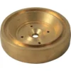 The Ascaso I.1063 Pod Professional Shower holder is a round brass disk with a central hole, four smaller surrounding holes, and a recessed inner section—perfect as an Ascaso shower holder component. © 2025 1st-line.com