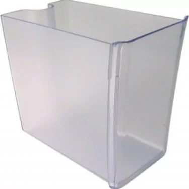 The Ascaso I..107 Water Tank/Reservoir features smooth edges and an open top, making it ideal for organizing or storing items in your fridge as a versatile, clear plastic bin for produce or snacks. © 2025 1st-line.com