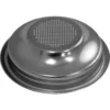 The Ascaso I.1604 1-Cup Filter Basket/Cup - Steel 2012 version features a raised rim and a grid of small holes on top, making it ideal for use in espresso machines. © 2025 1st-line.com