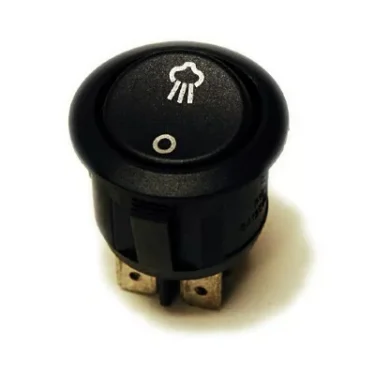 The Ascaso I..161 Bipolar On/Off Steam Switch (black, round, with white steam icon and power symbol) for ARC and Elipse models with boiler or thermoblock features three metal prongs—ideal for mist makers or steam generators. © 2025 1st-line.com